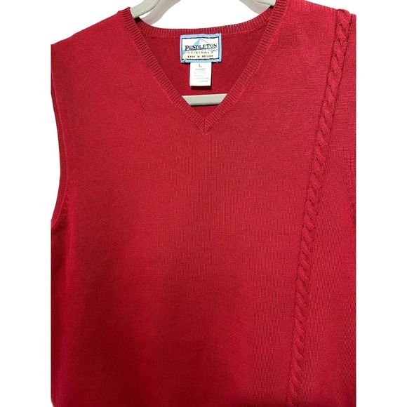 PENDLETON Men's Red Sweater Vest SZ L Mens125 * Pre Owned - Picture 3 of 8